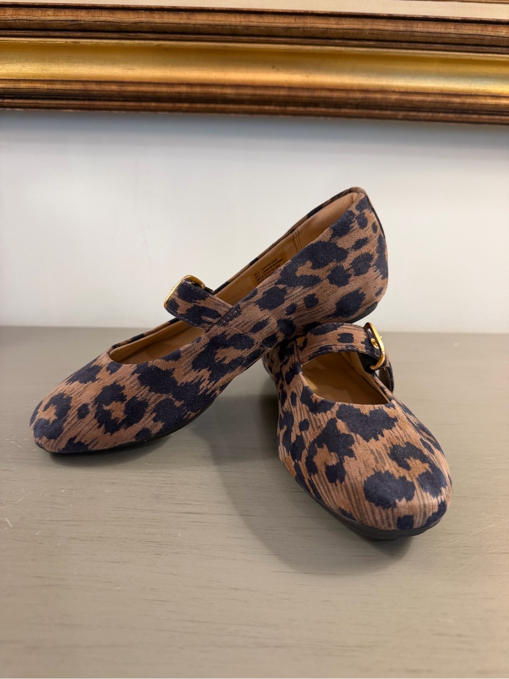 FitFlop Women’s Brown Black Leopard Print Leather Mary Jane Flats Comfort US 5